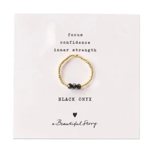 A Beautiful Story Bagues>Bague Clarity doré - Onyx noir