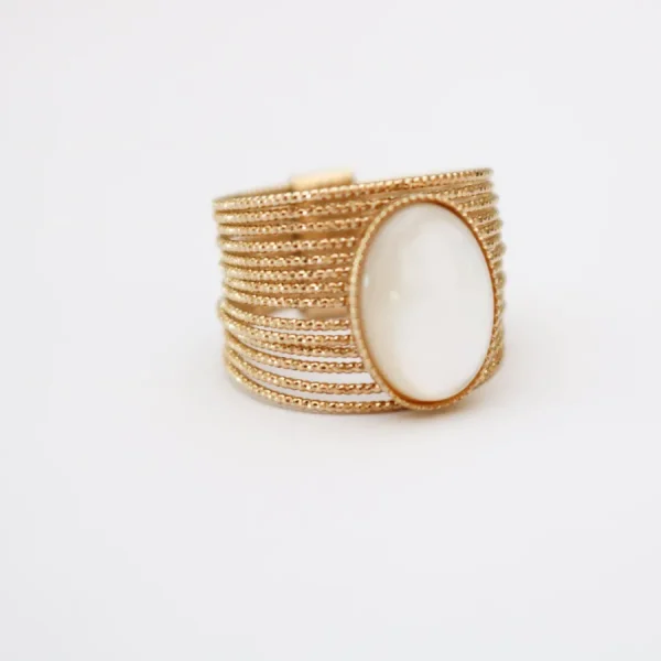 Kariboo Bagues>Bague Elena grande - nacre blanc