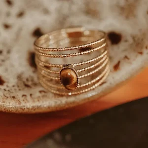 Kariboo Bagues>Bague Elena petite - marron oeil de tigre