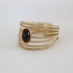 Kariboo Bagues>Bague Elena petite - marron oeil de tigre