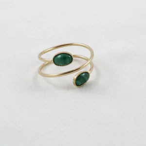 Kariboo Bagues>bague Louise duo - malachite