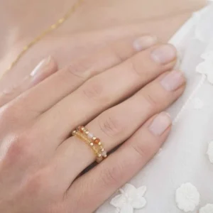 A Beautiful Story Bagues>Bague Unity - Quartz rose & Cornaline & Citrine