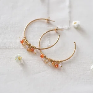 A Beautiful Story Boucles D'oreille>Boucles Aurora doré - Cornaline & Quartz rose