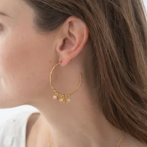 A Beautiful Story Boucles D'oreille>Boucles Aurora doré - Cornaline & Quartz rose