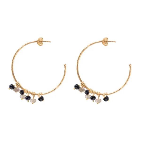 A Beautiful Story Boucles D'oreille>Boucles Aurora doré - Onyx noir et Labradorite