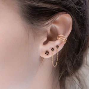 Shlomit Ofir Boucles D'oreille>Boucles Daffodil double - noir