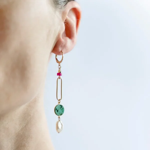 Viadoli Boucles D'oreille>Boucles d'oreille Medora - Malachite