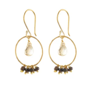 A Beautiful Story Boucles D'oreille>Boucles Fireworks doré- Citrine & Oeil de tigre