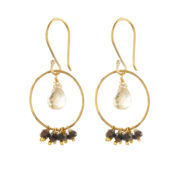 A Beautiful Story Boucles D'oreille>Boucles Fireworks doré- Citrine & Oeil de tigre