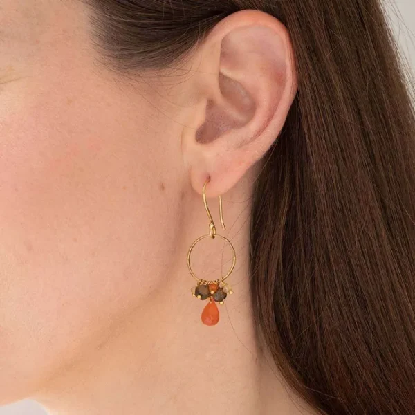 A Beautiful Story Boucles D'oreille>Boucles Flourish doré - Cornaline mix