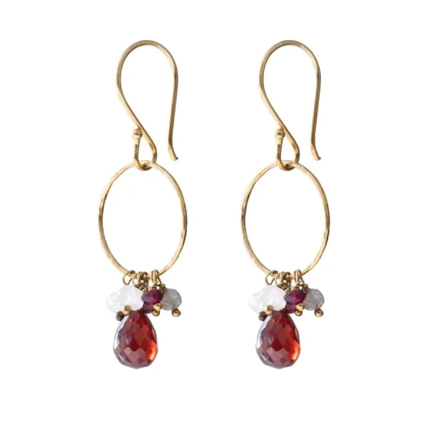 A Beautiful Story Boucles D'oreille>Boucles Flourish doré - Grenat mix