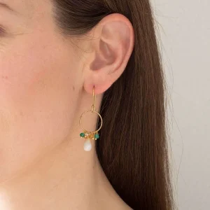 A Beautiful Story Boucles D'oreille>Boucles Flourish doré - Pierre de lune mix