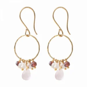 A Beautiful Story Boucles D'oreille>Boucles Flourish doré - Quartz rose mix