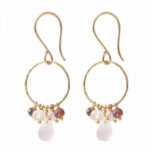 A Beautiful Story Boucles D'oreille>Boucles Flourish doré - Quartz rose mix