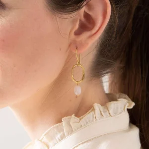 A Beautiful Story Boucles D'oreille>Boucles Graceful doré - Quartz rose