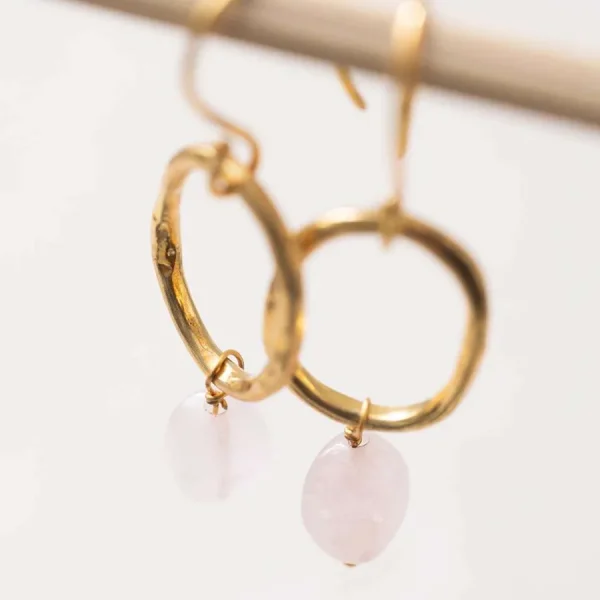 A Beautiful Story Boucles D'oreille>Boucles Graceful doré - Quartz rose