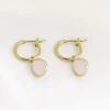 Shlomit Ofir Boucles D'oreille>Boucles Laura - doré et rose quartz