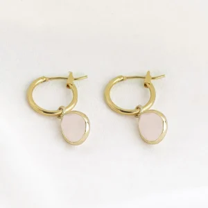 Shlomit Ofir Boucles D'oreille>Boucles Laura - doré et rose quartz