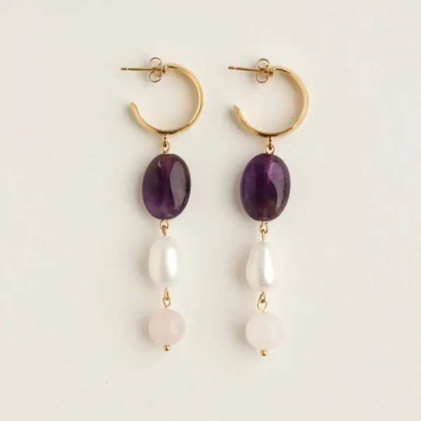 Bonjour Aimée Boucles D'oreille>Boucles Liliane acidulé - violet