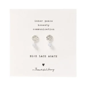 A Beautiful Story Boucles D'oreille>Boucles mini Coin argenté - Agate bleue