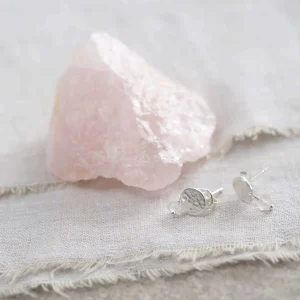 A Beautiful Story Boucles D'oreille>Boucles mini Coin argenté - Quartz rose