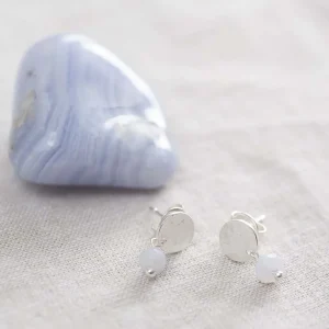 A Beautiful Story Boucles D'oreille>Boucles mini Coin argenté - Agate bleue