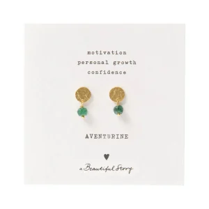 A Beautiful Story Boucles D'oreille>Boucles mini Coin doré - Aventurine