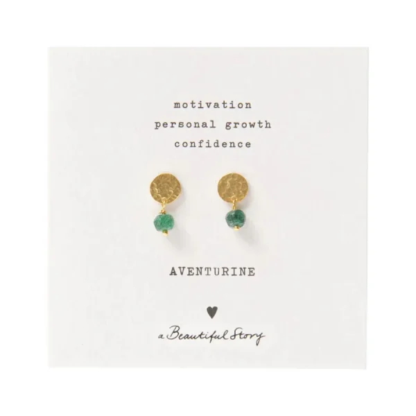 A Beautiful Story Boucles D'oreille>Boucles mini Coin doré - Aventurine