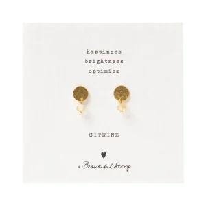 A Beautiful Story Boucles D'oreille>Boucles mini Coin doré - Citrine