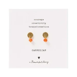 A Beautiful Story Boucles D'oreille>Boucles mini Coin doré - Cornaline