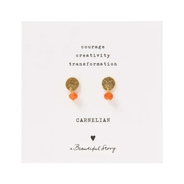 A Beautiful Story Boucles D'oreille>Boucles mini Coin doré - Cornaline