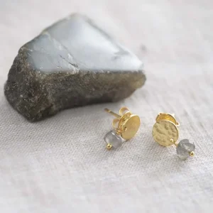 A Beautiful Story Boucles D'oreille>Boucles mini Coin doré - Labradorite