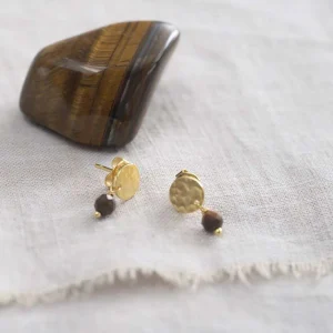 A Beautiful Story Boucles D'oreille>Boucles mini Coin doré - Oeil de tigre