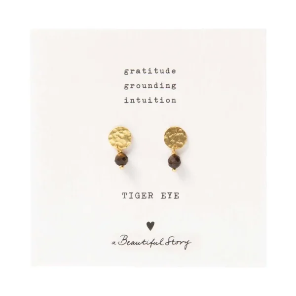 A Beautiful Story Boucles D'oreille>Boucles mini Coin doré - Oeil de tigre