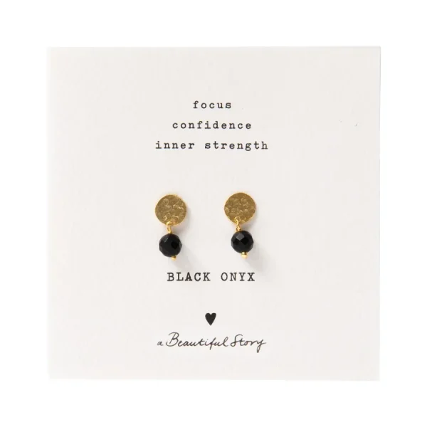 A Beautiful Story Boucles D'oreille>Boucles mini Coin doré - Onyx noir