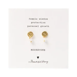 A Beautiful Story Boucles D'oreille>Boucles mini Coin doré - Pierre de Lune