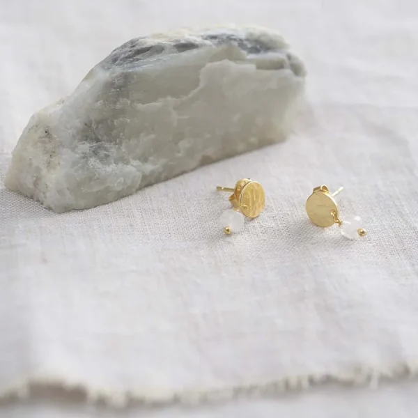 A Beautiful Story Boucles D'oreille>Boucles mini Coin doré - Pierre de Lune