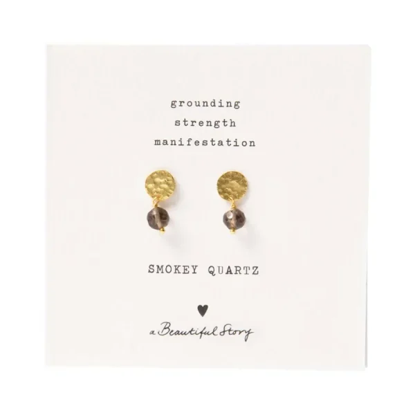 A Beautiful Story Boucles D'oreille>Boucles mini Coin doré - Quartz fumé