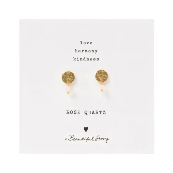 A Beautiful Story Boucles D'oreille>Boucles mini Coin doré - Rose quartz