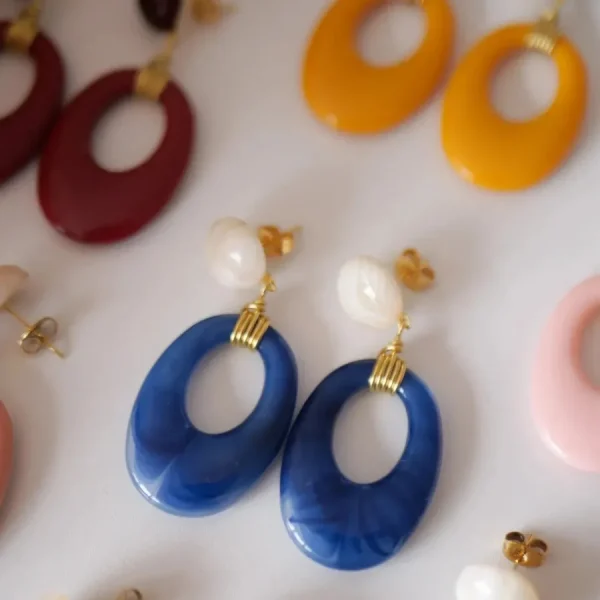 Azeria Boucles D'oreille>Boucles Ola - bleu marbré