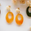 Azeria Boucles D'oreille>Boucles Talia - blanc et jaune marbré