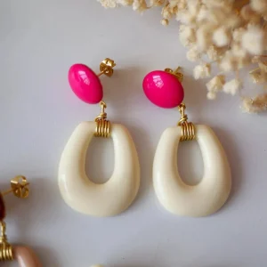 Azeria Boucles D'oreille>Boucles Talia - rose et blanc