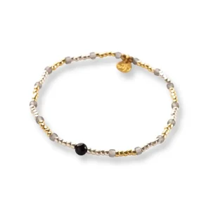 A Beautiful Story Bracelets>Bracelet Clever doré et argenté - Onyx noir