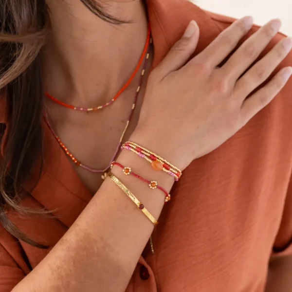 A Beautiful Story Bracelets>Bracelet Energetic doré - Cornaline (version rosée)