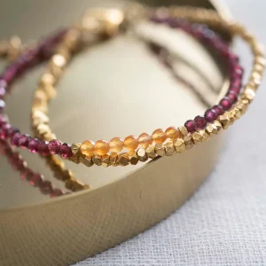 A Beautiful Story Bracelets>Bracelet Gracious doré - Grenat & Cornaline