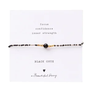 A Beautiful Story Bracelets>Bracelet Iris card doré - Onyx noir