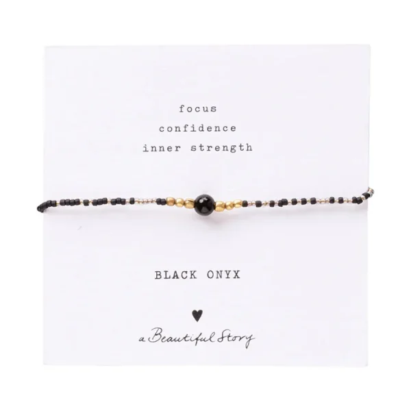 A Beautiful Story Bracelets>Bracelet Iris card doré - Onyx noir