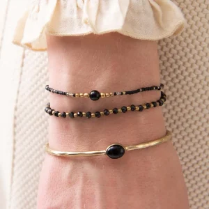 A Beautiful Story Bracelets>Bracelet Iris card doré - Onyx noir