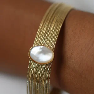 Kariboo Bracelets>Bracelet jonc Elena - Blanc nacre