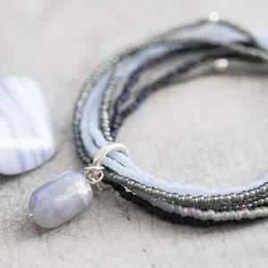 A Beautiful Story Bracelets>Bracelet Nirmala argenté - Agate bleue